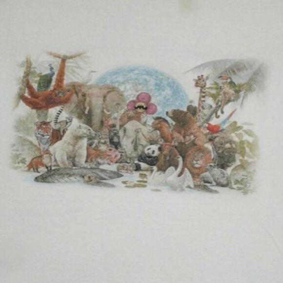 Vintage 90s Wildlife Safari Animal Graphic T-Shirt White  Nature Scene Size XL - Picture 2 of 4